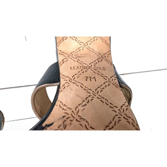 Black leather high heel platform open toe ankle strap heels - Picture 3 of 9